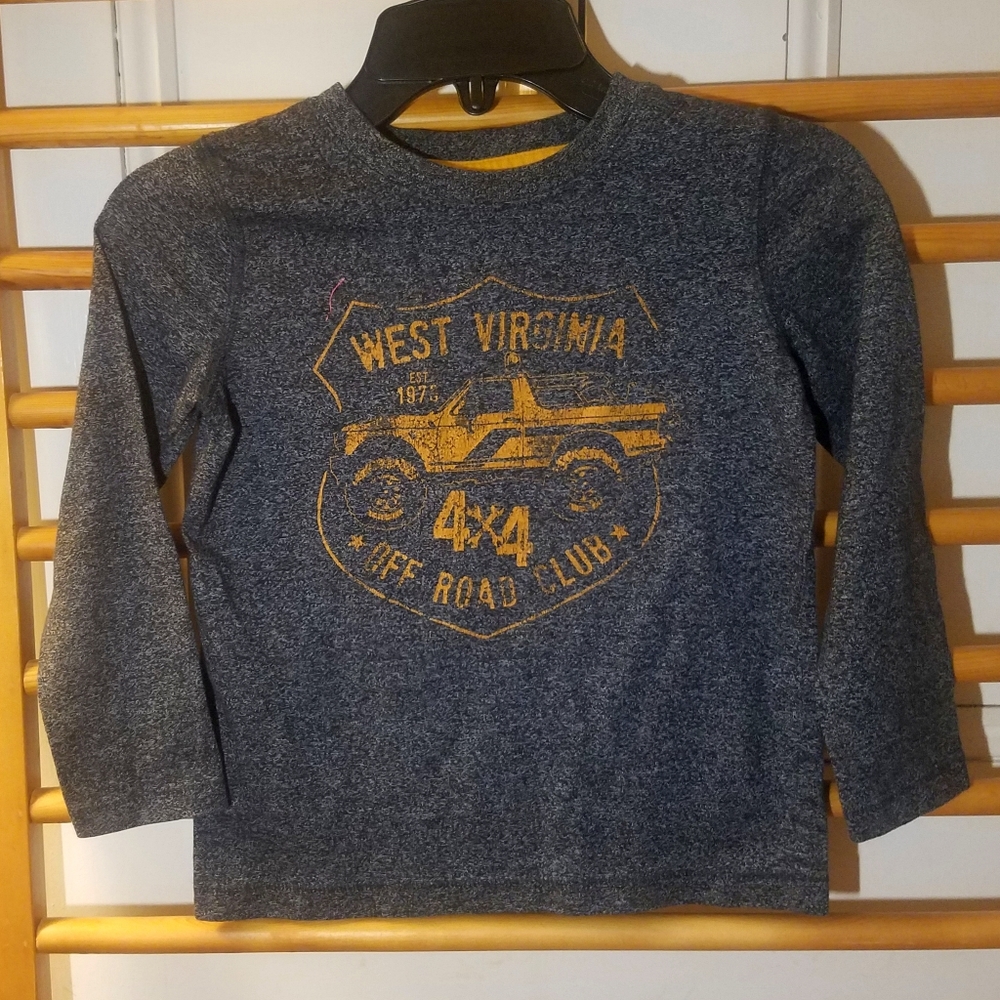 Boys LS Top Heather Charcoal 5 6 West Virginia 4x4